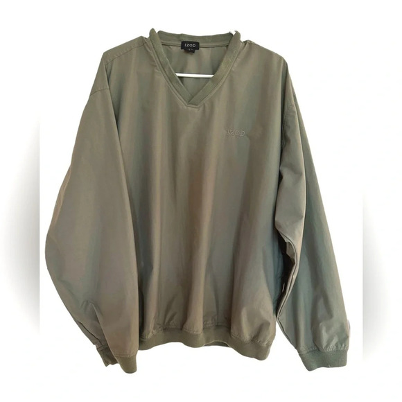 IZOD ~ Men’s v-neck rain/utility/golf/windbreaker with pockets size L - Picture 5 of 6